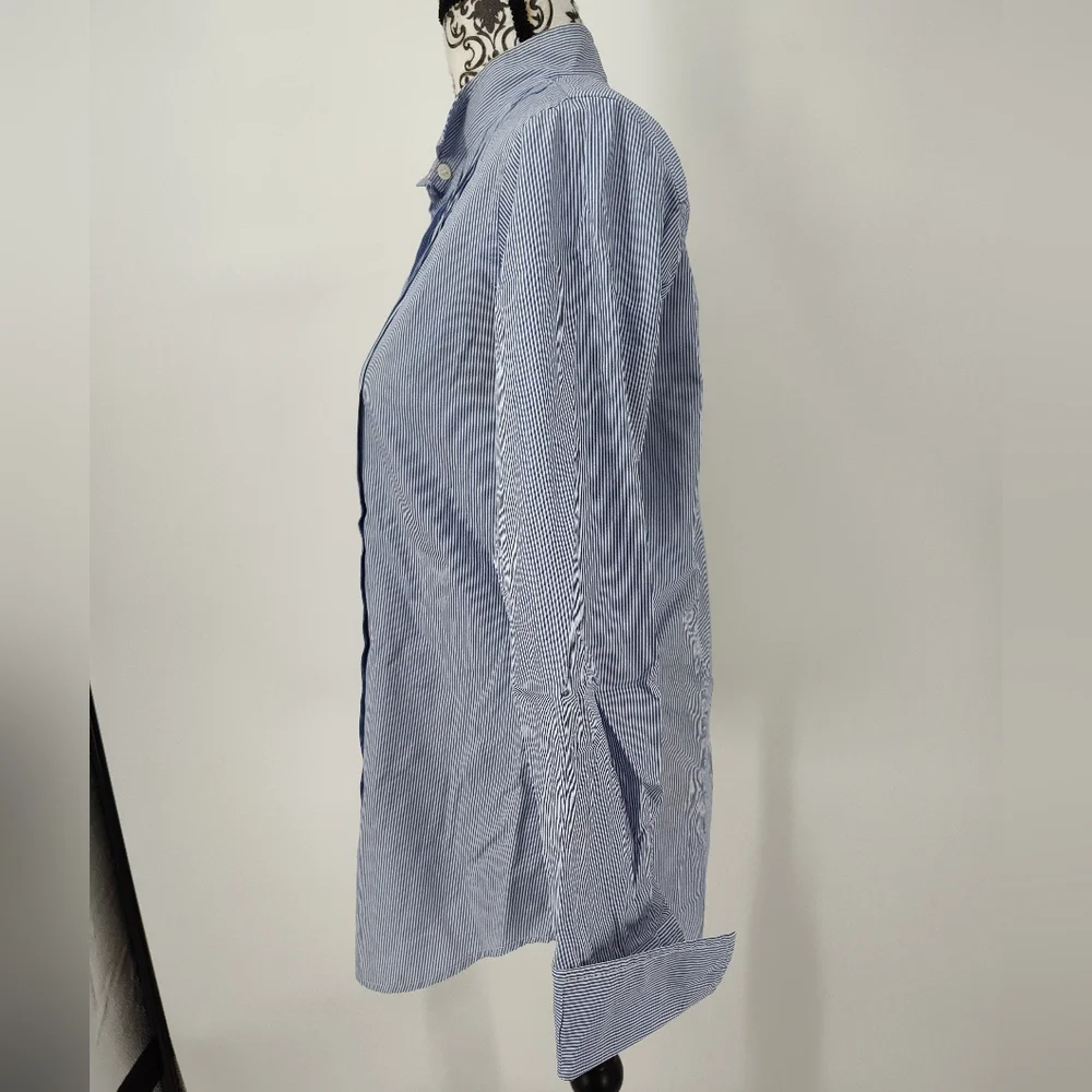J. Crew Slim Fit Blue And White Striped Button Down Shirt Size Women's Medium